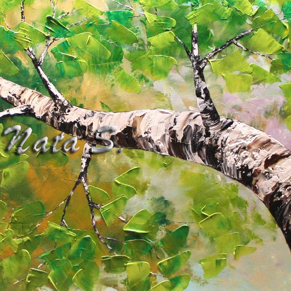 Gemälde Landschaft Spachtel zum fertig pastosen Wald Birkenwald Decor Leinwand Aufhängen S Gemälde von Office auf Gemälde Original Home Nata