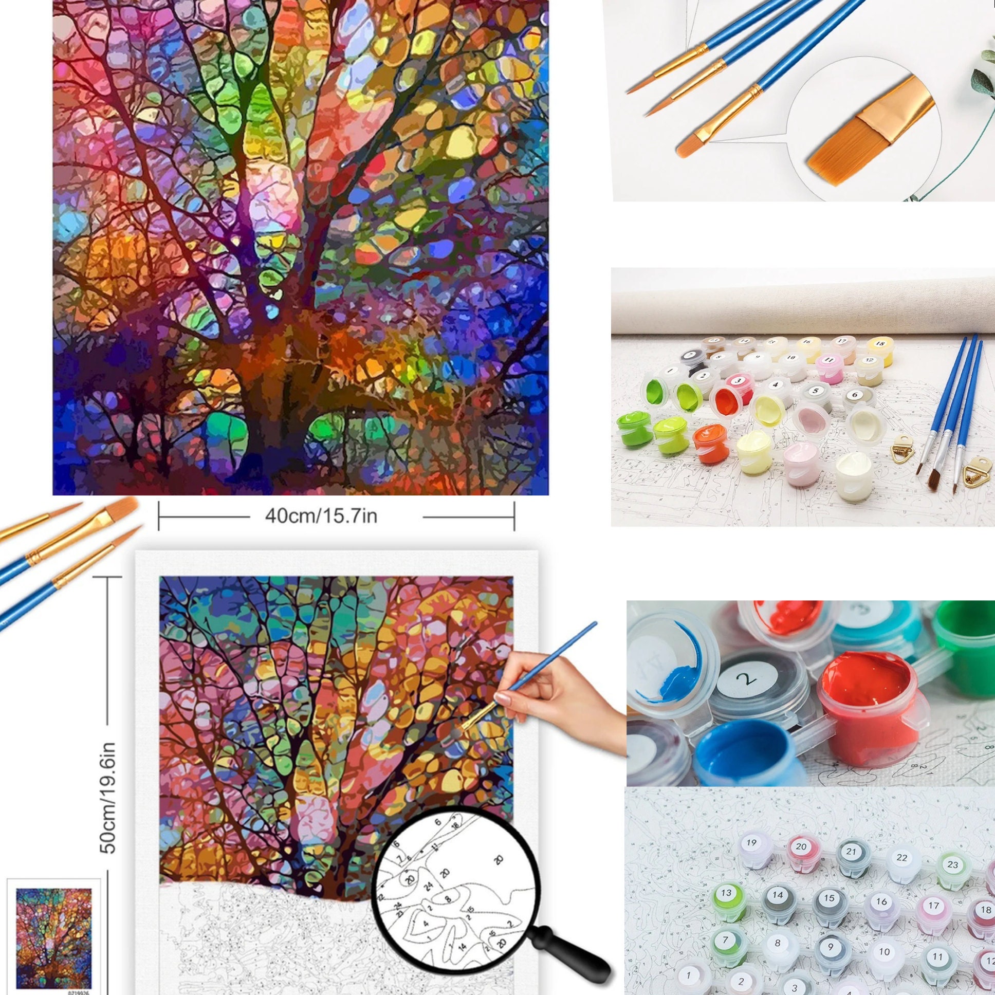 iKustar Paint by Numbers DIY Acrylic Painting Kits On Canvas for