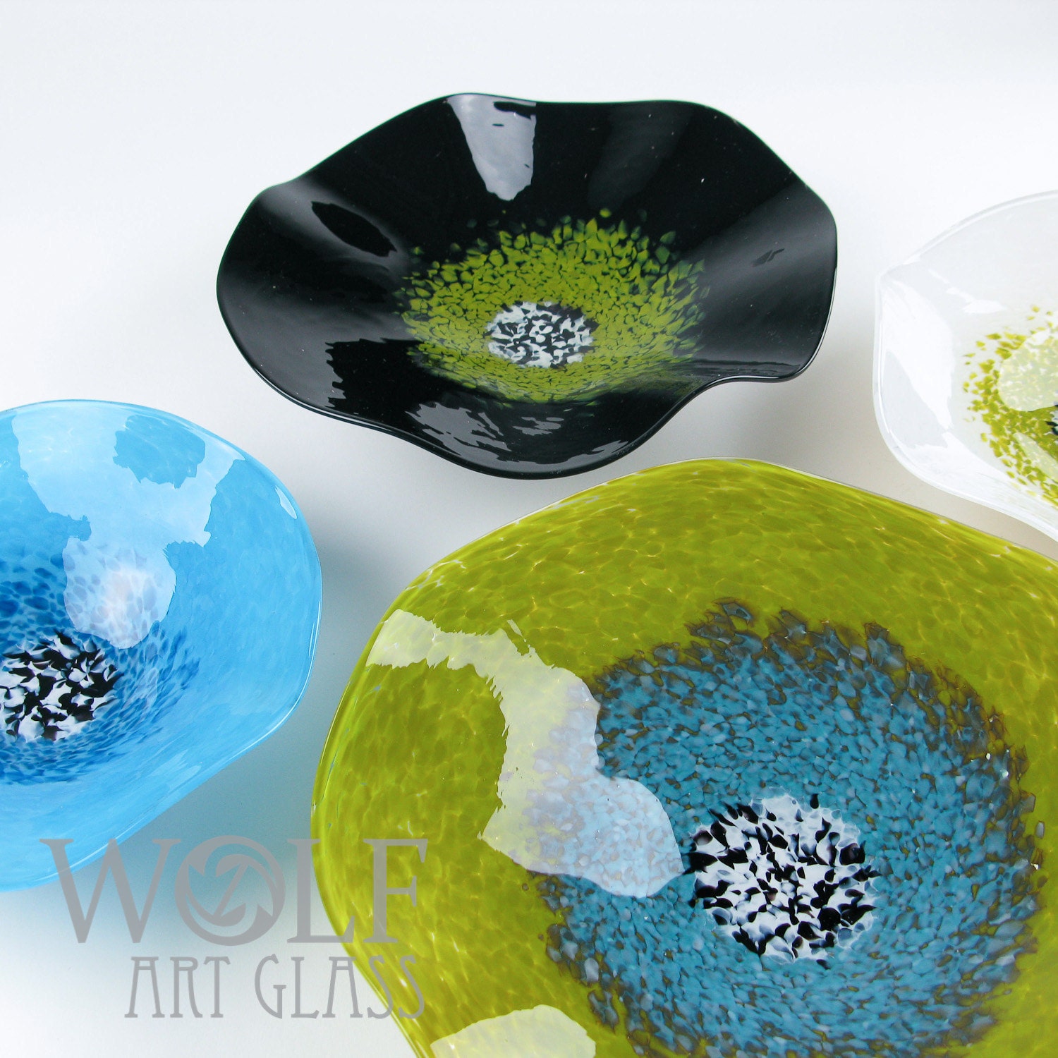 Glass Wall Art Flowers artisan made in Austin TX by wolfartglass