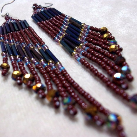 Unique Seed Bead Earrings by ArtskilsEarrings on Etsy