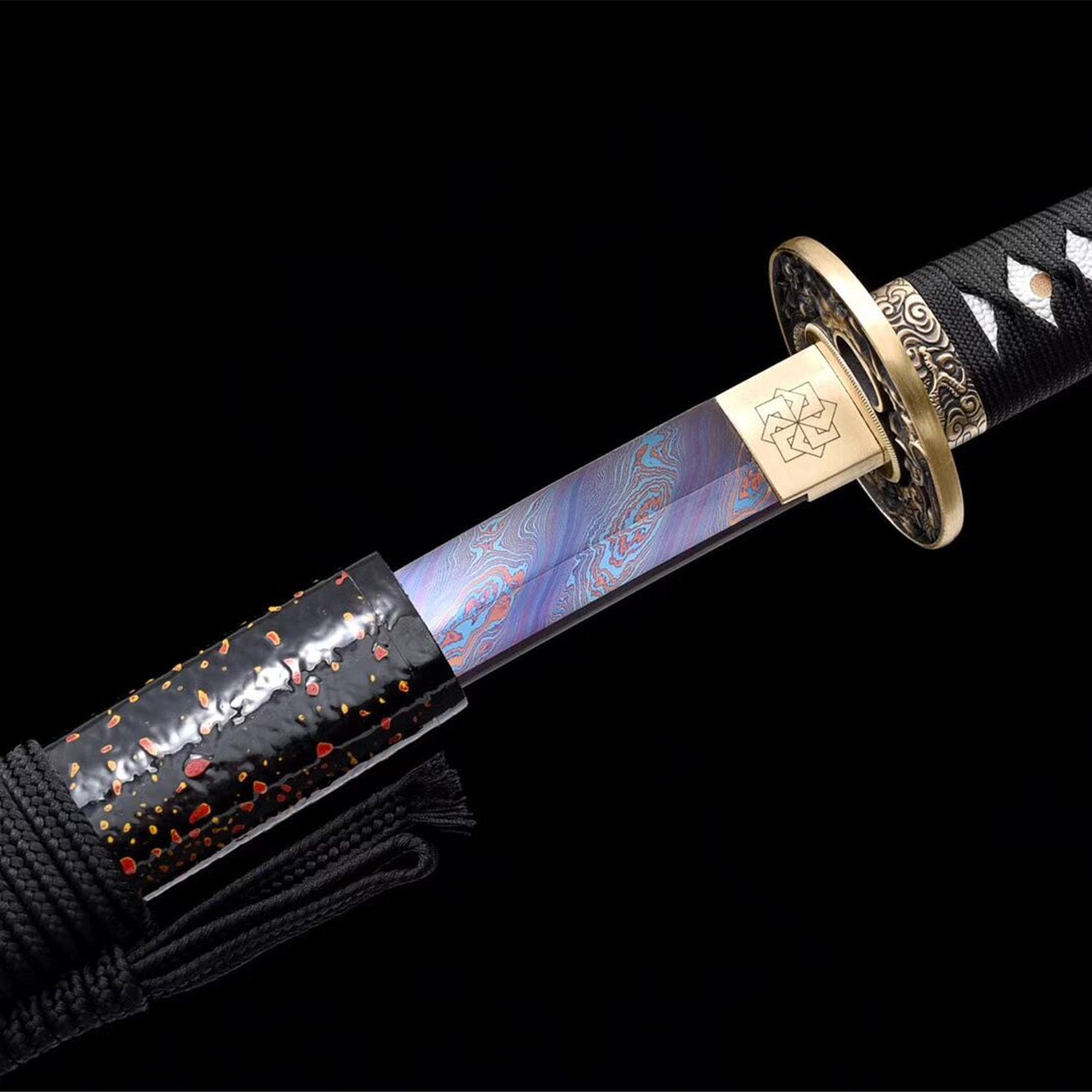 Katana roja agrietada, Katana de madera, espada samurái japonesa, espada de  madera hecha a mano, hoja de bambú -  México