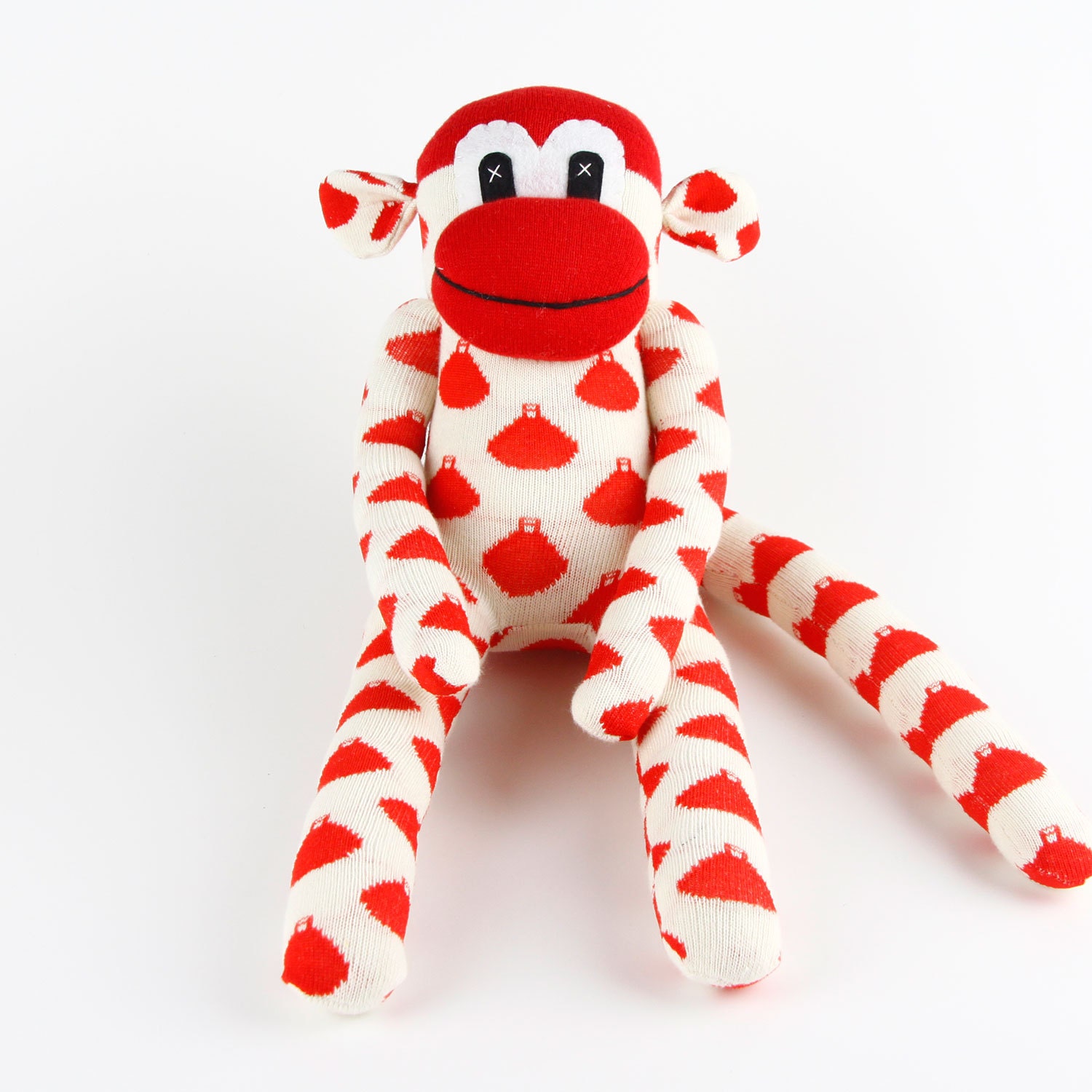 Sock Monkey Soft Toy Plushie Handmade Yellow Lemon With Polka Dots co