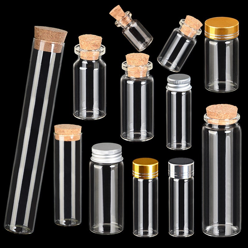 12pcs/lot Small Glass Bottles with Cork Stopper 10ml/30/50/60ml 10 Sizes  U-pick