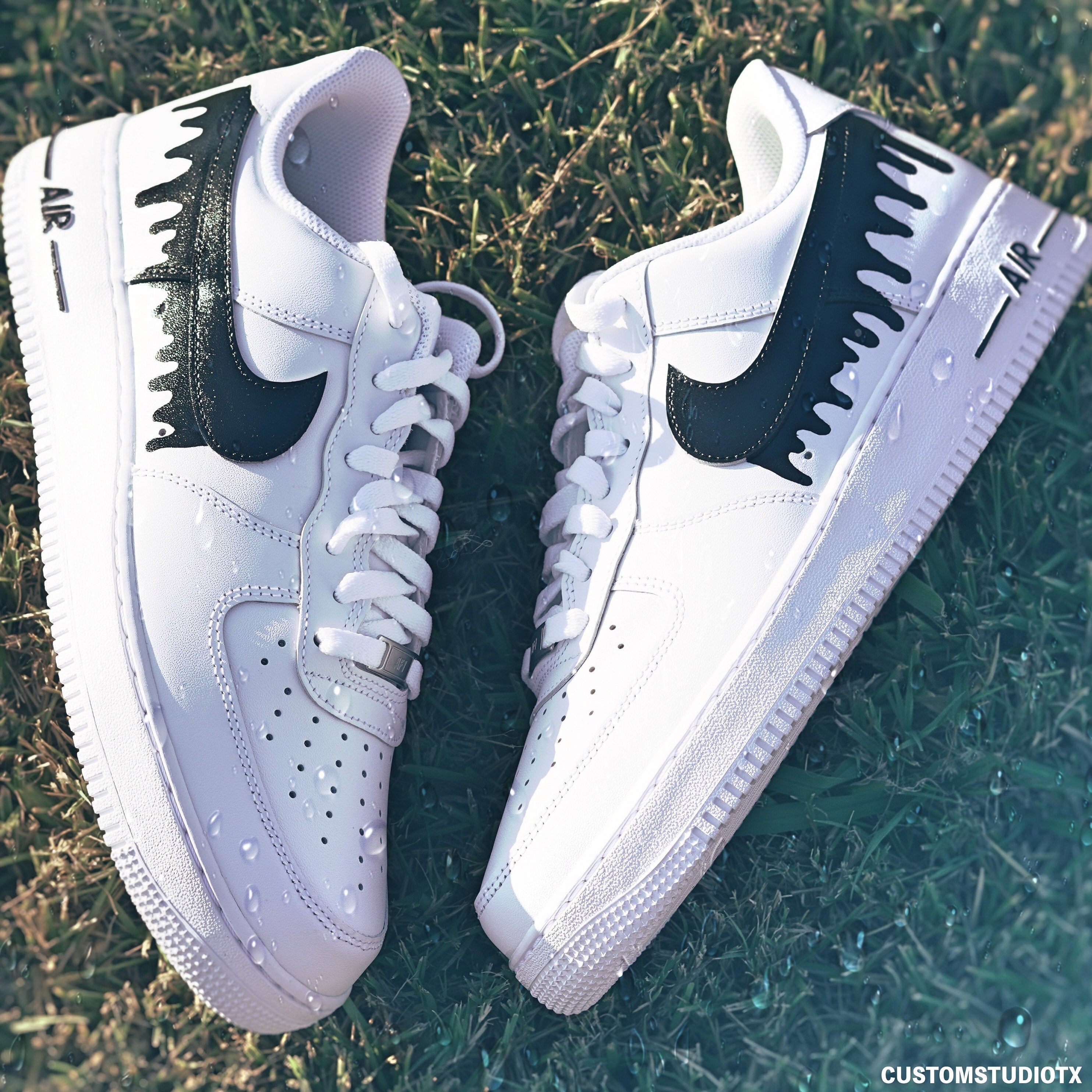 Custom Air Force 1 Black Drips – bluebeecustoms