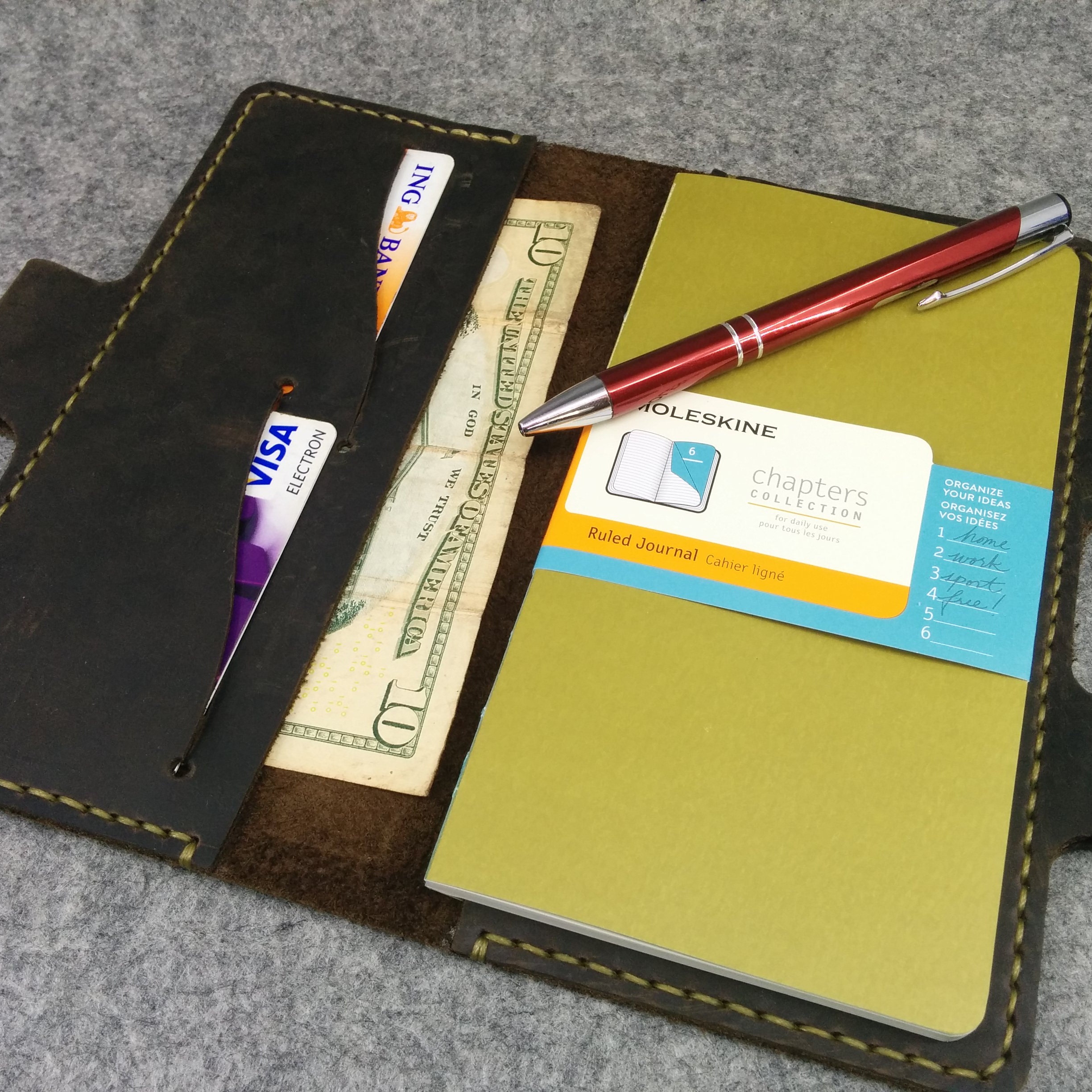 Leather Wallet iPhone Wallet Leather case Notebook by HandmadeEK