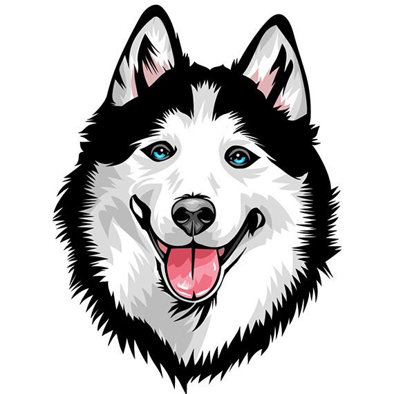 Siberian Husky Dog Peeking Peek-a-boo Breed Happy Face Puppy Pet Color Art  Artwork Eskimo Alaskan Malamute Logo JPG PNG SVG Clipart Vector - Etsy