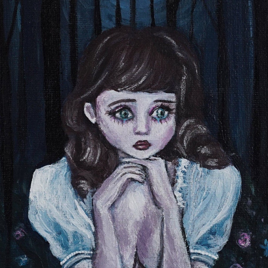 moon painting paranormal Soul of the Moon Print- eerie painting dark art horror gothic art acrylic paint creepy art creepy painting