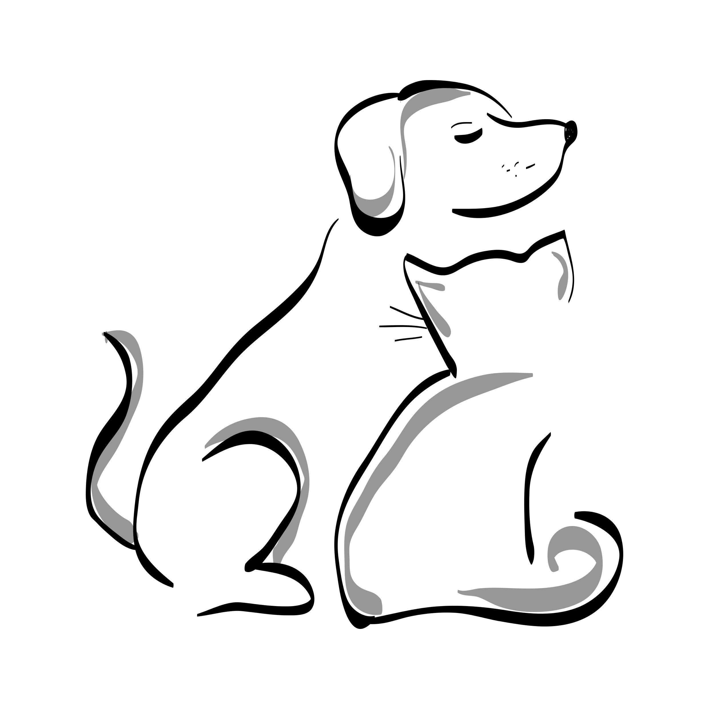 Кошка и собака рисунок