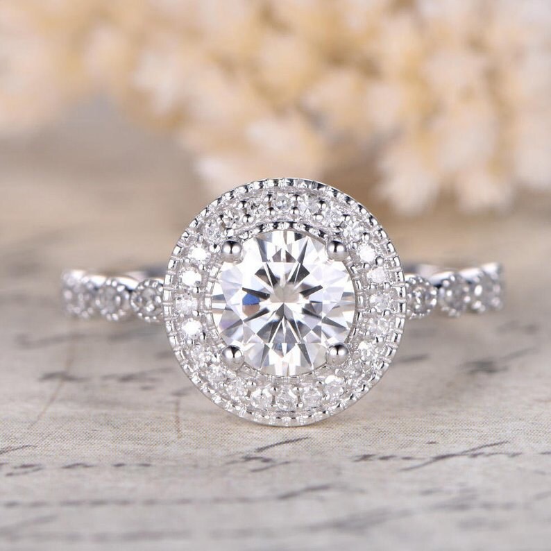 Gemstone Engagement Ring&Wedding Band For by CaratRing on Etsy