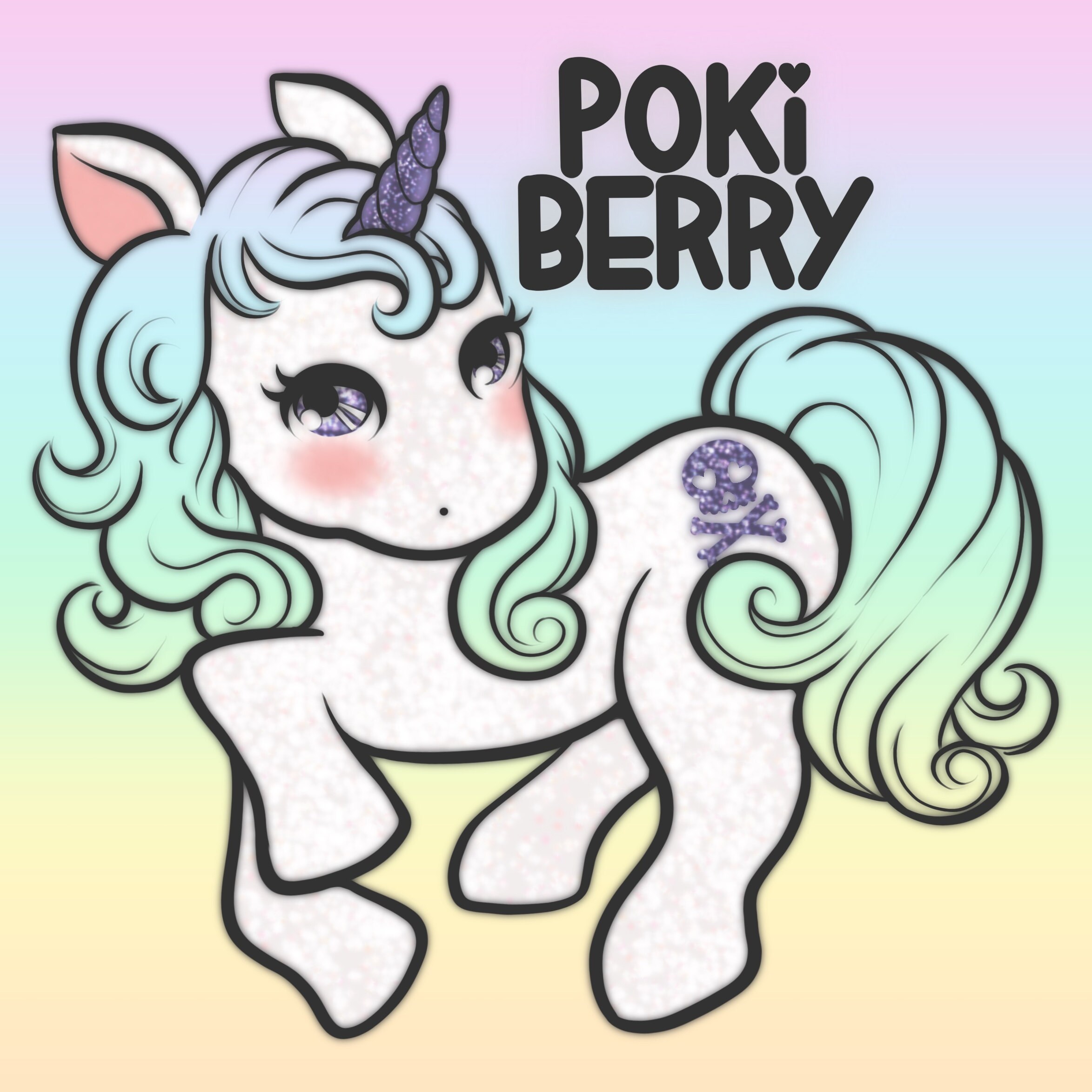 Pokiberry Pastel Rainbow Unicorn Galaxy Moon Shooting Stars 