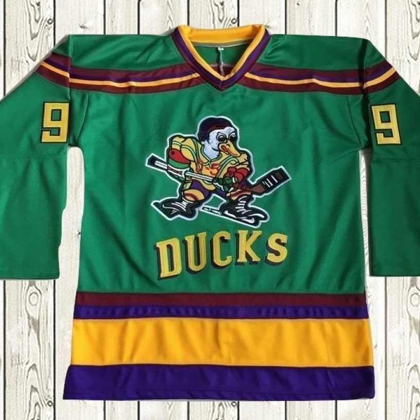 Men's Mighty Ducks Movie Ice Hockey Jerseys All Numbers Stitched Sewn Green
