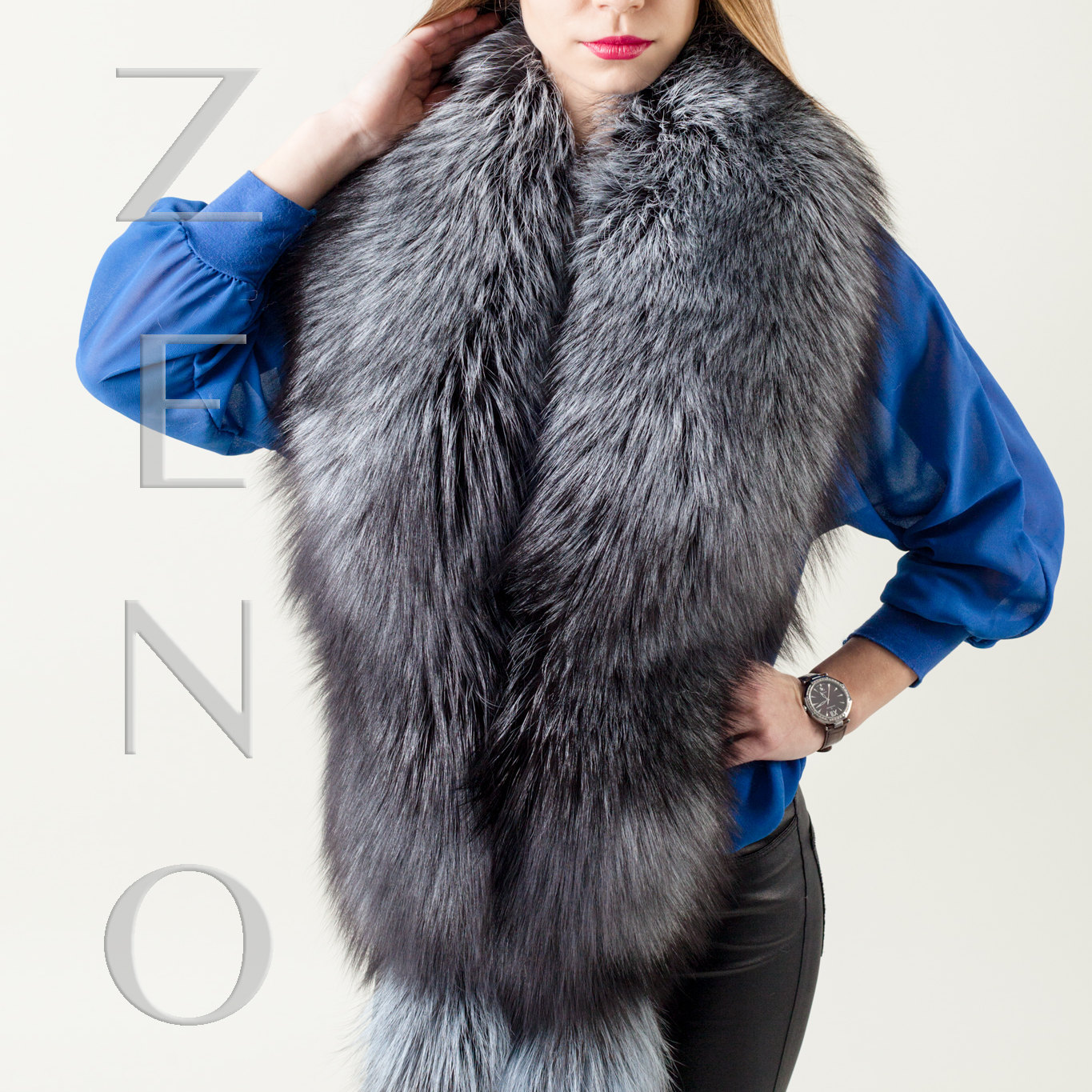 Emma Large Detachable Silver Fox Fur Collar