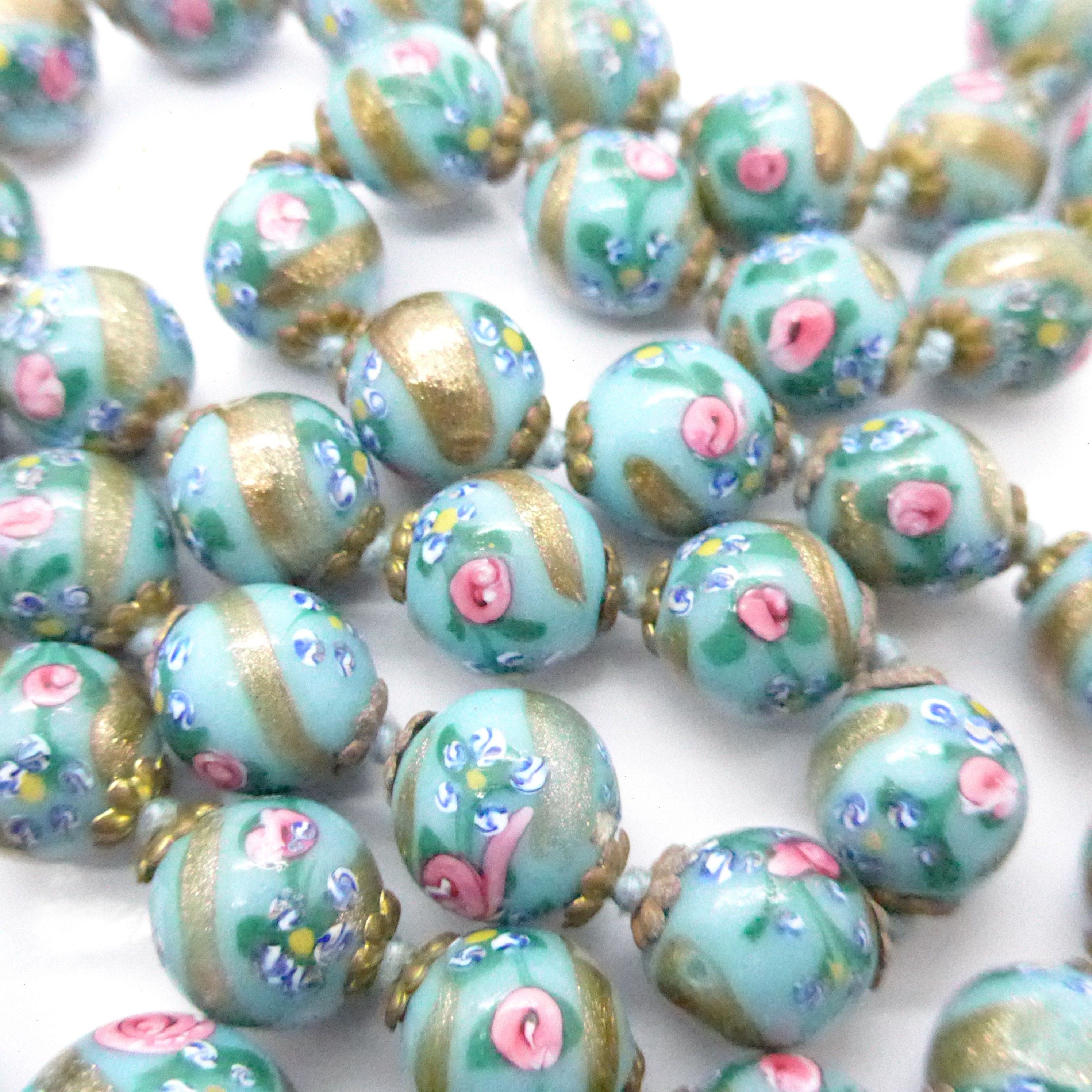 2 Collectable Vintage Venetian Fancy Beads, Vintage Murano Glass