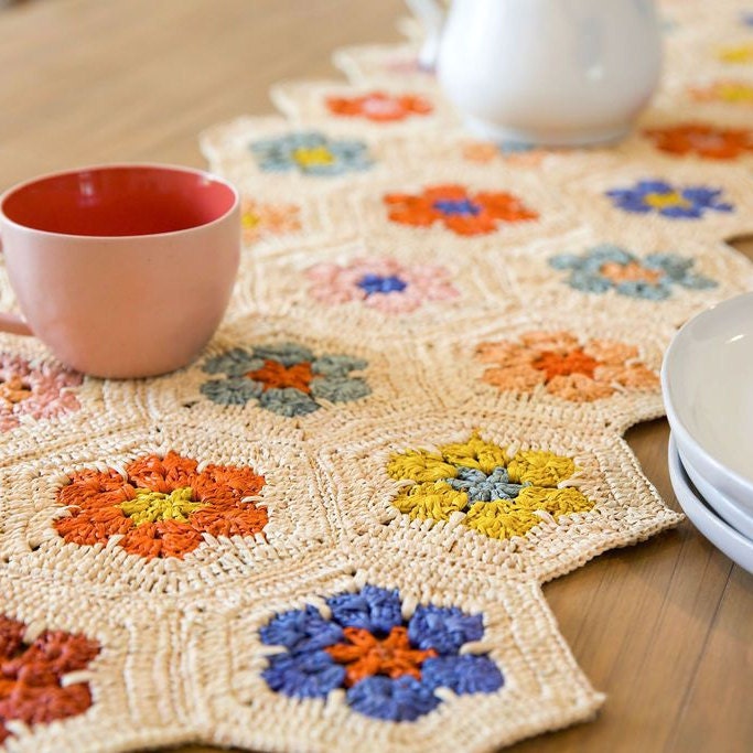 Multicolor Crochet Table Placemat Handmade Placemat Rainbow Placemats Handmade in Madagascar Round Placemats