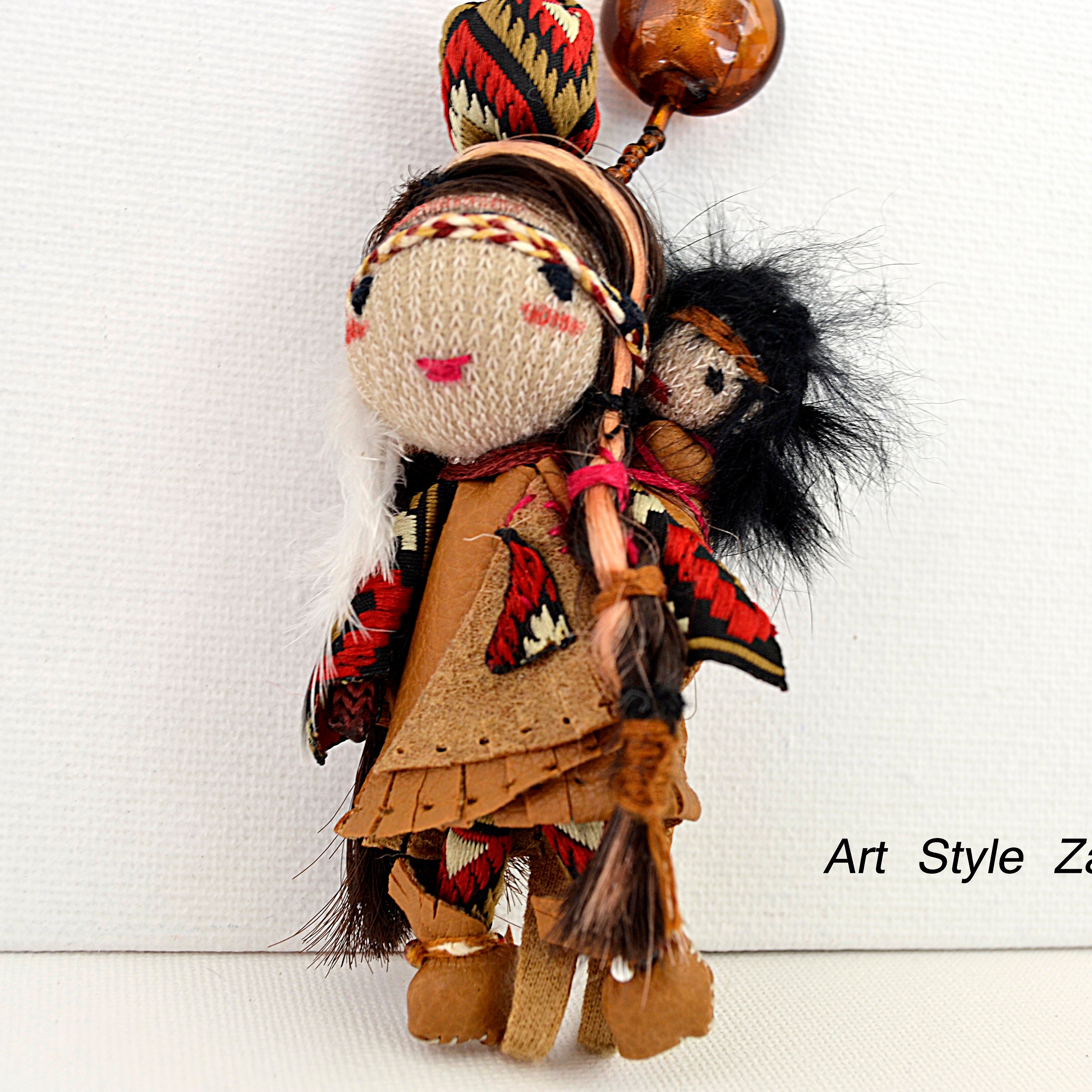 Handmade Native American Art dolls Jewelry Crochet by ArtStyleZana