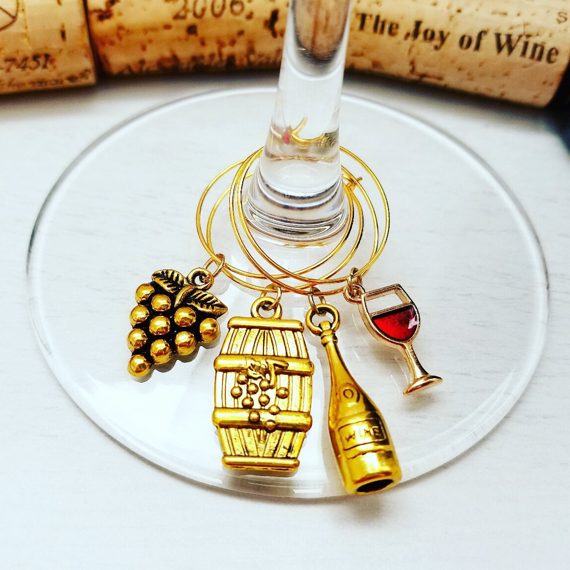 Tassel Wine Glass Charm Set HaPinot Birthday Sip Happens Wine Lover Present Faux Leather Tags Ros\u00e9 All Day Hostess Gift