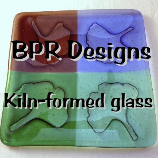 Fused Glass Kitty Tray in French Vanilla by BPRDesigns