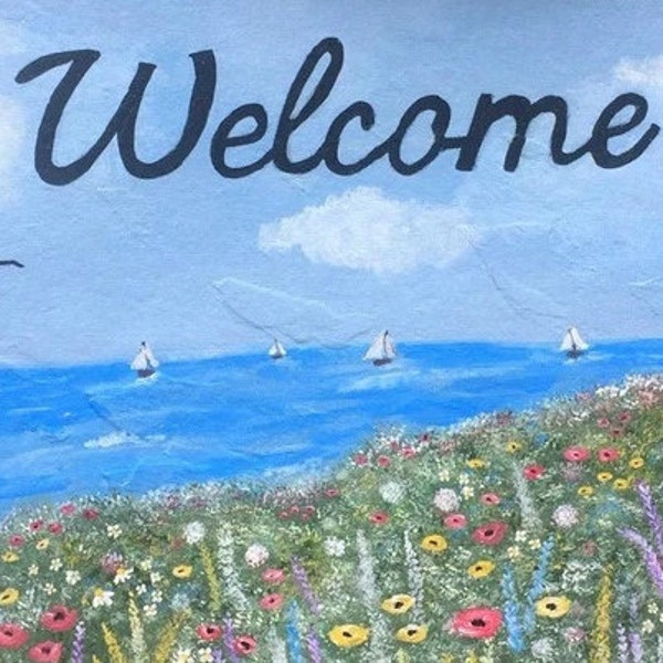 Hand-painted Personalized Welcome Sign, Painted Slate, Initial Welcome ...