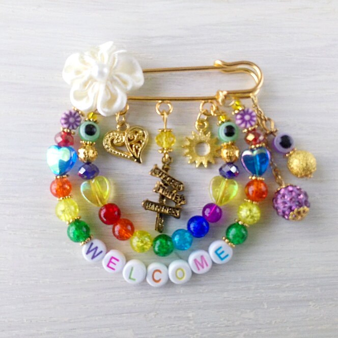 Jewelry baby evil eye pinamulet bracelet by AdornmentTala on Etsy