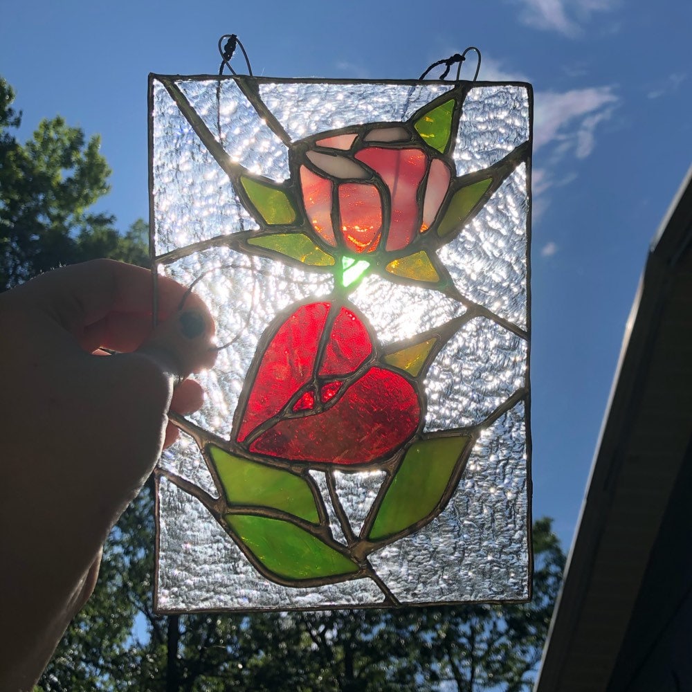 Gorgeous peony' Stained glass Mirror Sun catcher Glass Art Home decor –  Aura-Terrariums