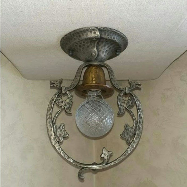 Antique Vintage 1920s 1930s Flush Mount Ceiling Single Light Fixture
