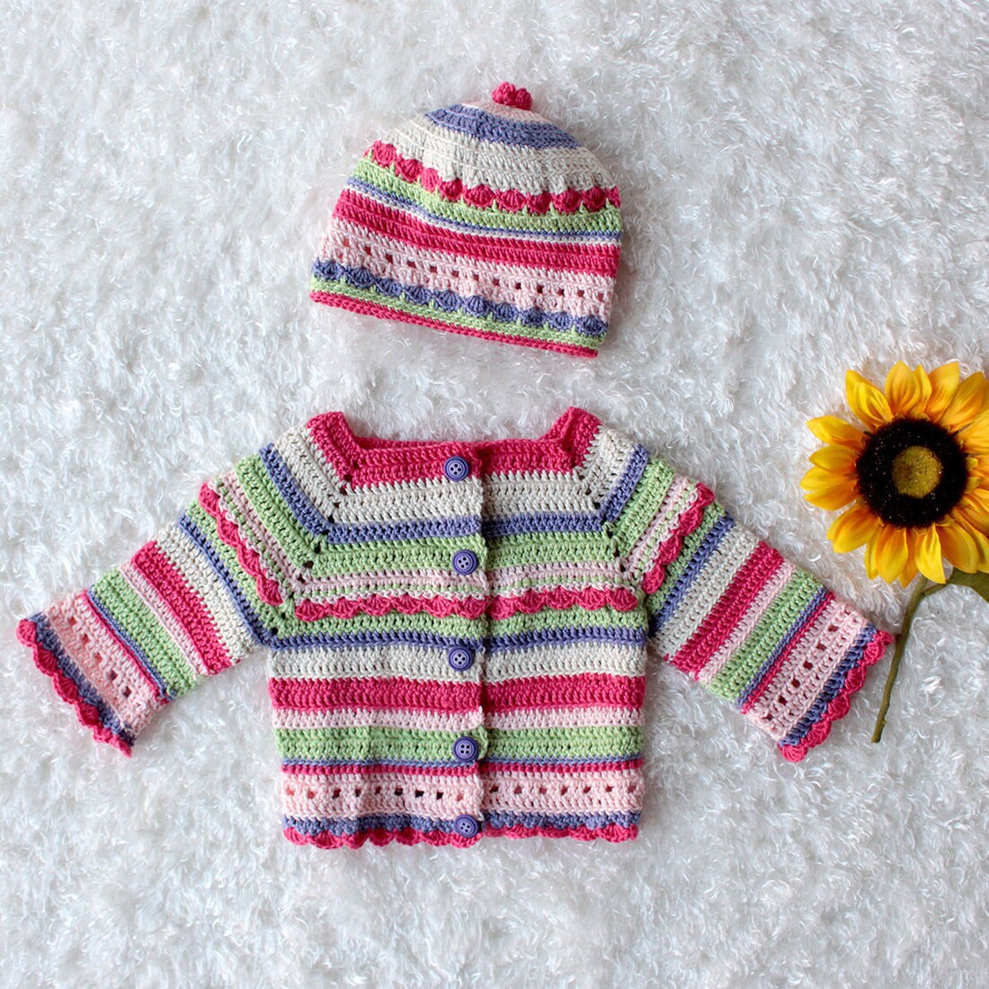 All in one crochet baby cardigan cheap