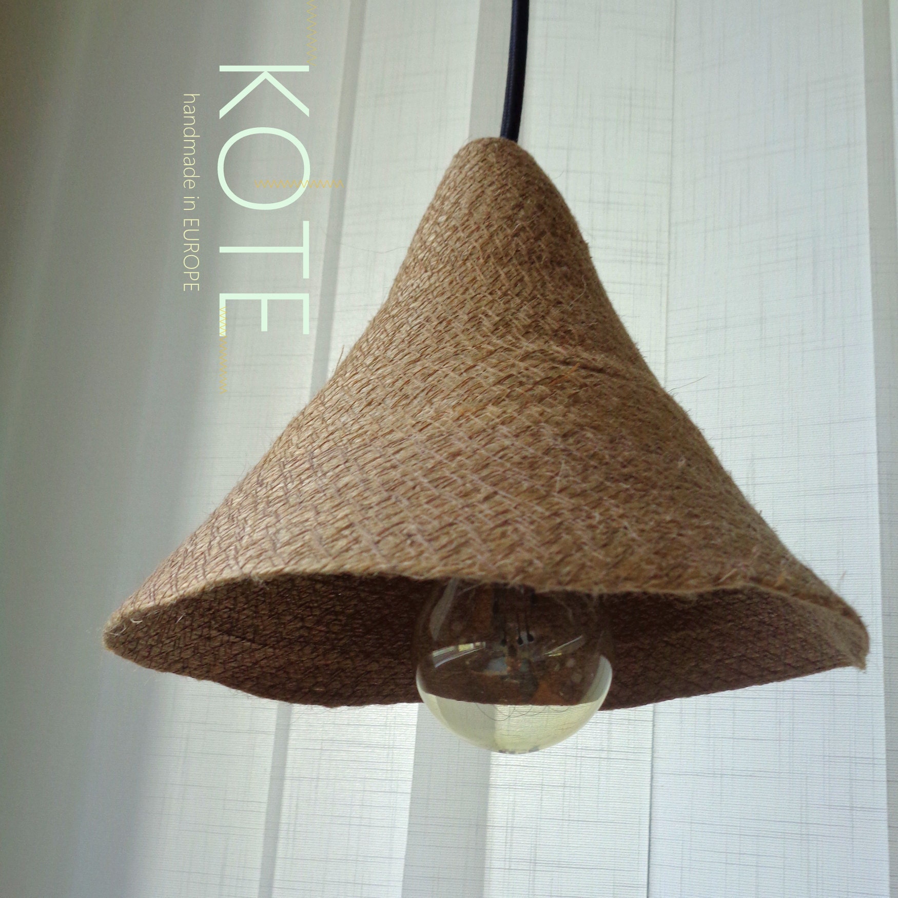 Burlap Pendant Light Shade Boho Rustic Lampshade Country Kote7