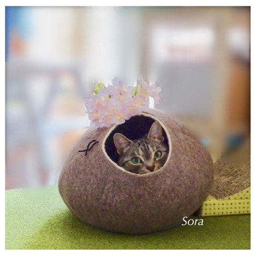 Lit De Chat Maison Cave Feutre De Laine Par Kivikis Sur Etsy