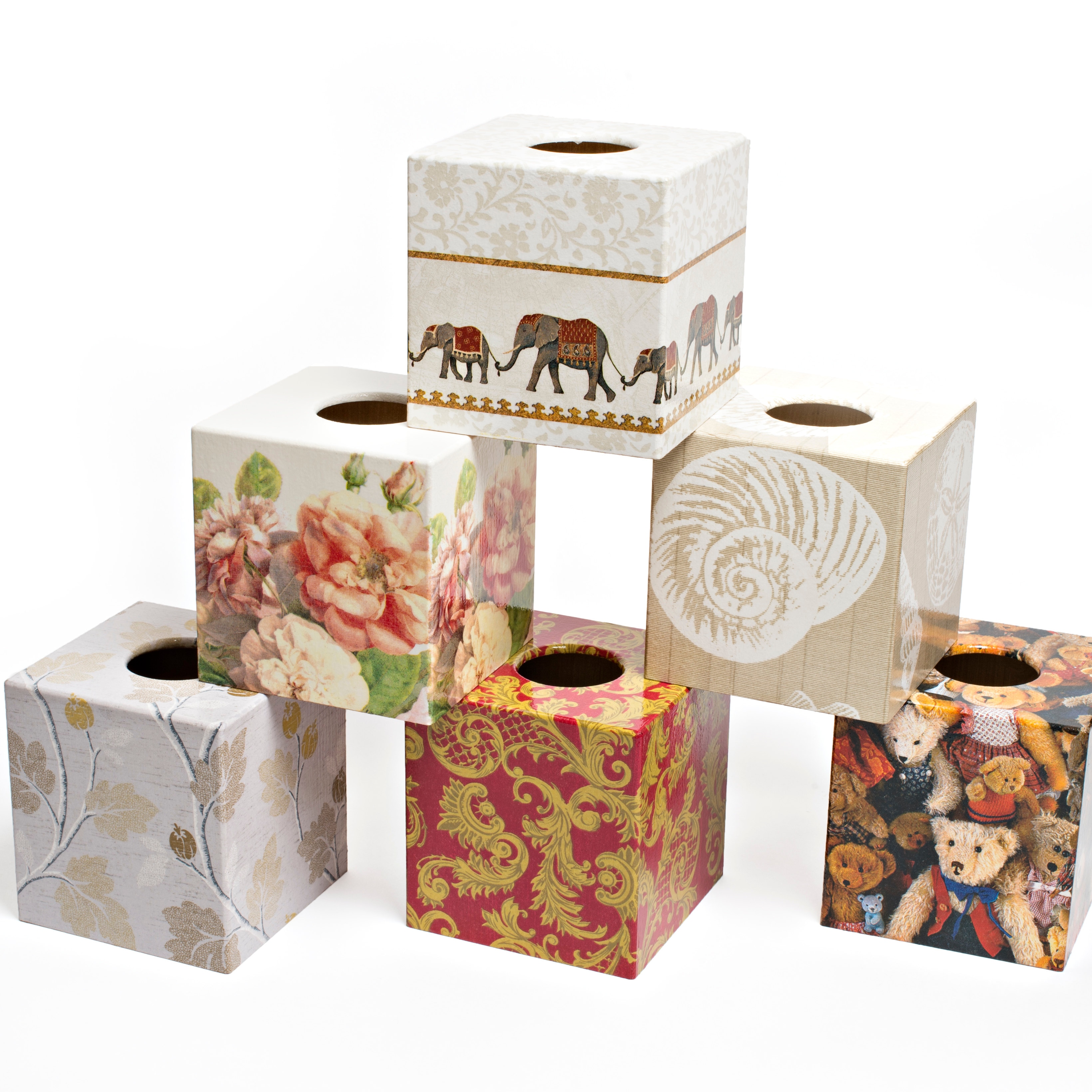 Rainbow Stag Tissue Box Cover Holder  wooden handmade decoupaged uk 