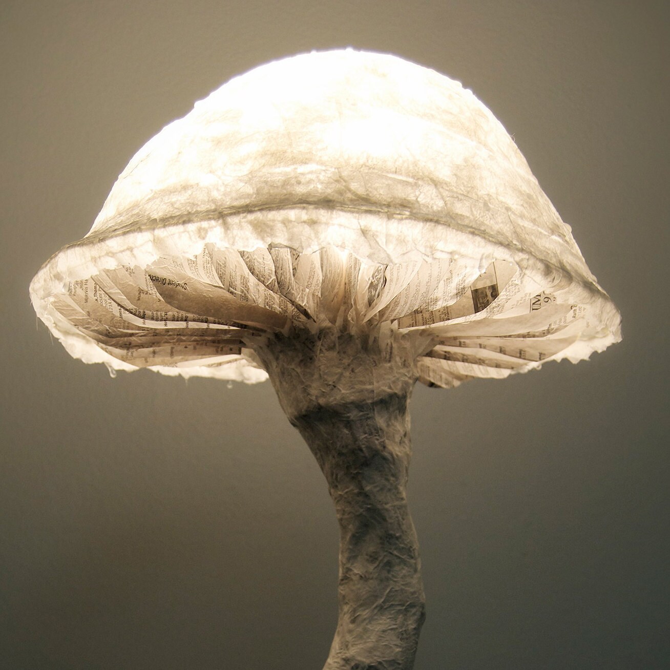 Paper mache outlet mushroom lamp