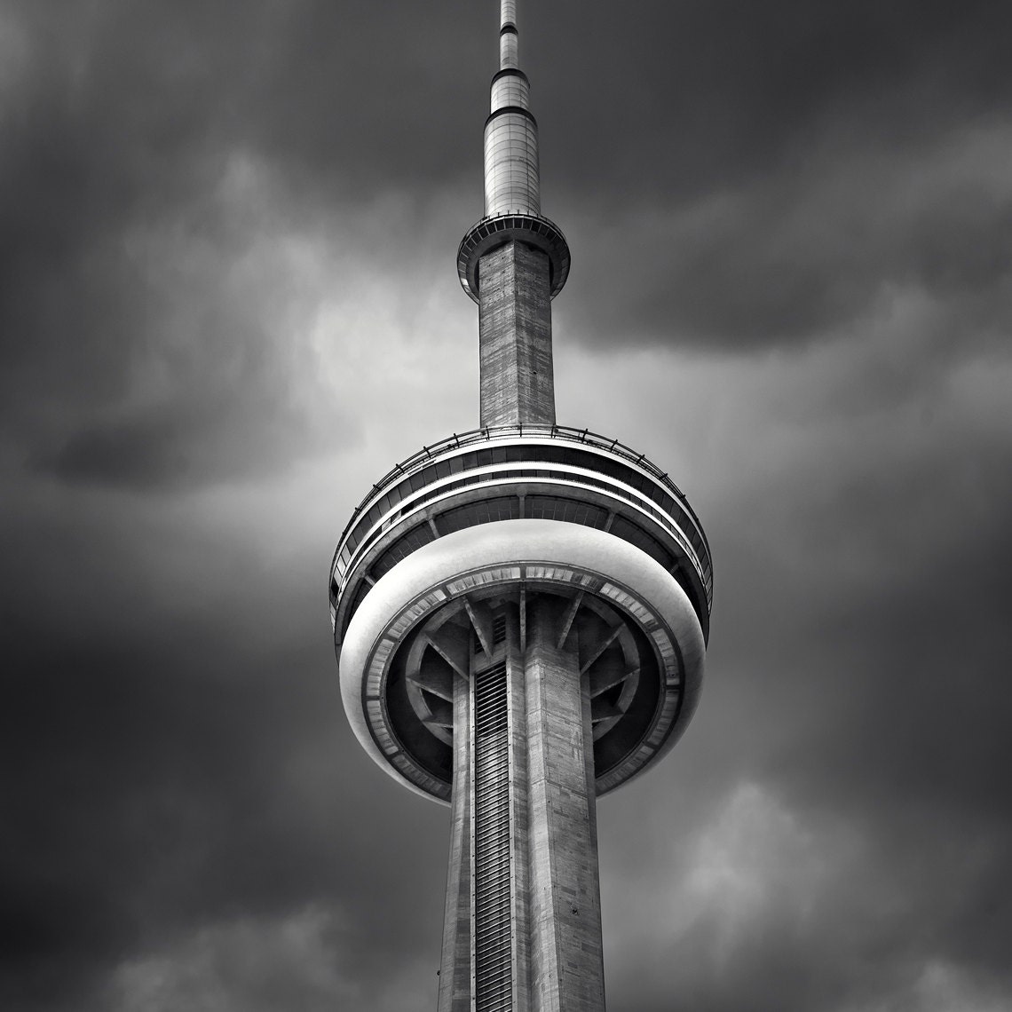 CN Tower Iconic Toronto Black & White Art Print With Mat, 11x14 in or 8x10  In. -  Canada