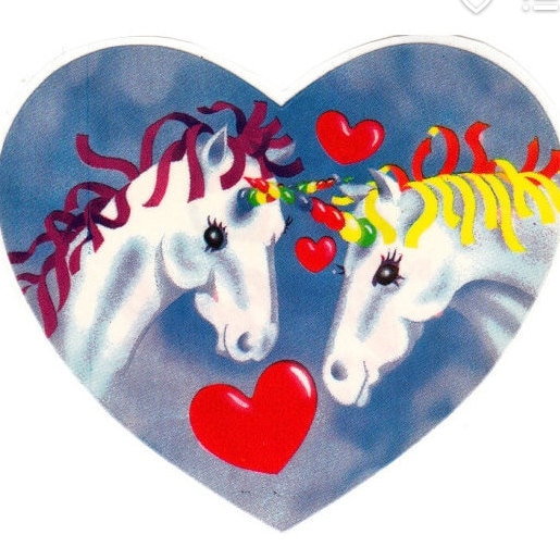 Little Twin Stars Iridescent Heart Stickers Vintage 1984 Sheet