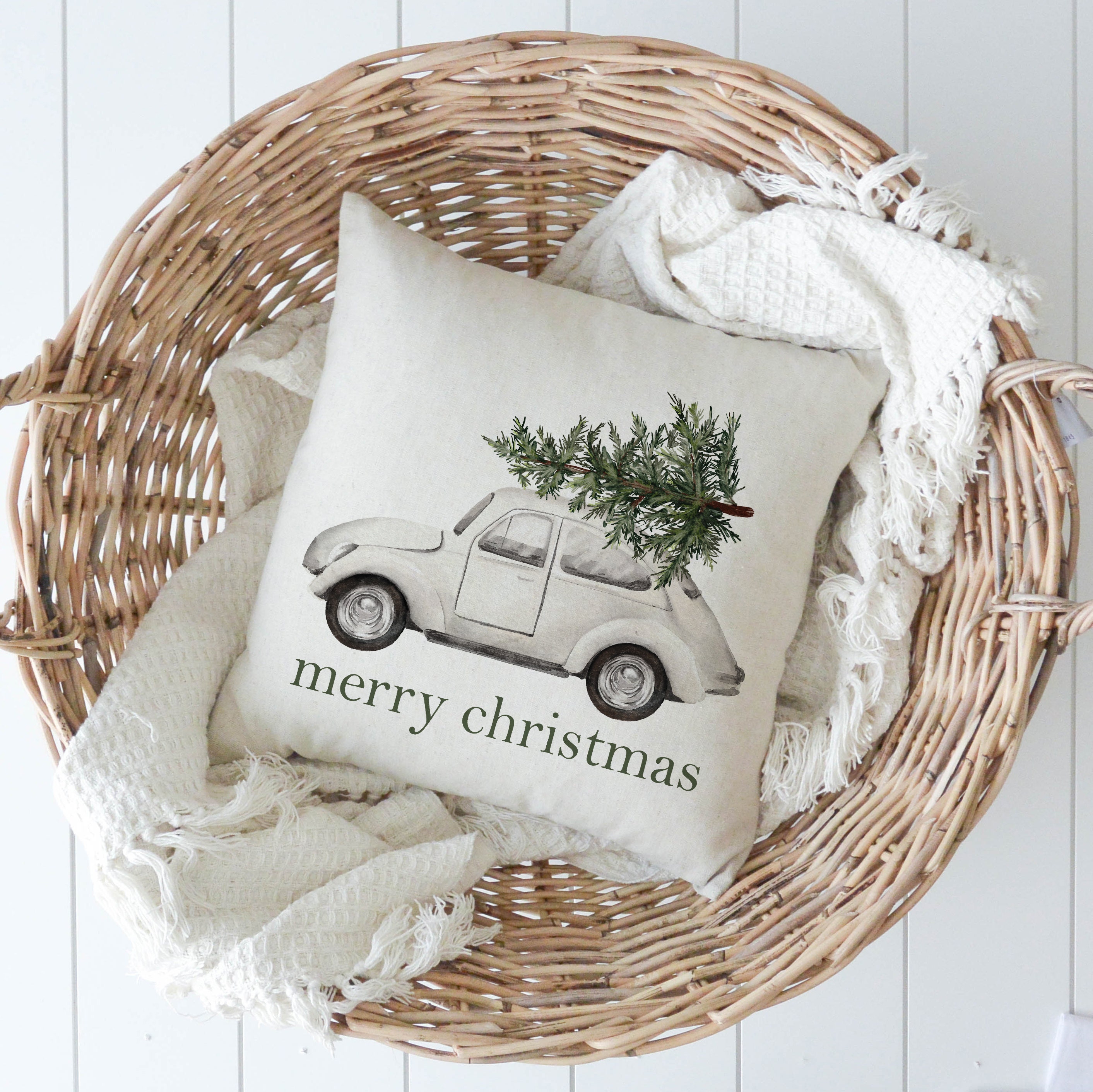 Merry Christmas Red Truck Pillow – Lange General Store