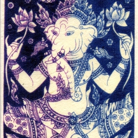 Thai Traditional Art of Garuda by Printing on Sepia Paper. -  Israel