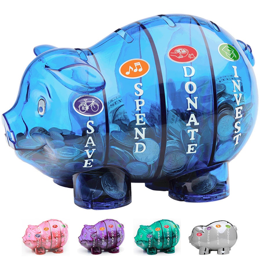 Money Savvy Pig Divided Educational Piggy Bank for Kids Etsy