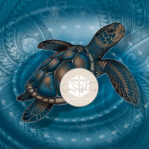 Tonga Turtle Tongan Turtle Digital Artwork square - Etsy