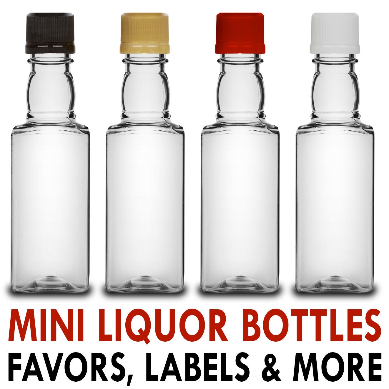 Mini botellas de licor, paquete de 50 botellas vacías con tapa negra, mini  botellas de alcohol de 1 onza/30 ml con 20 embudos, botellas en miniatura  para bodas, recuerdos de fiesta 