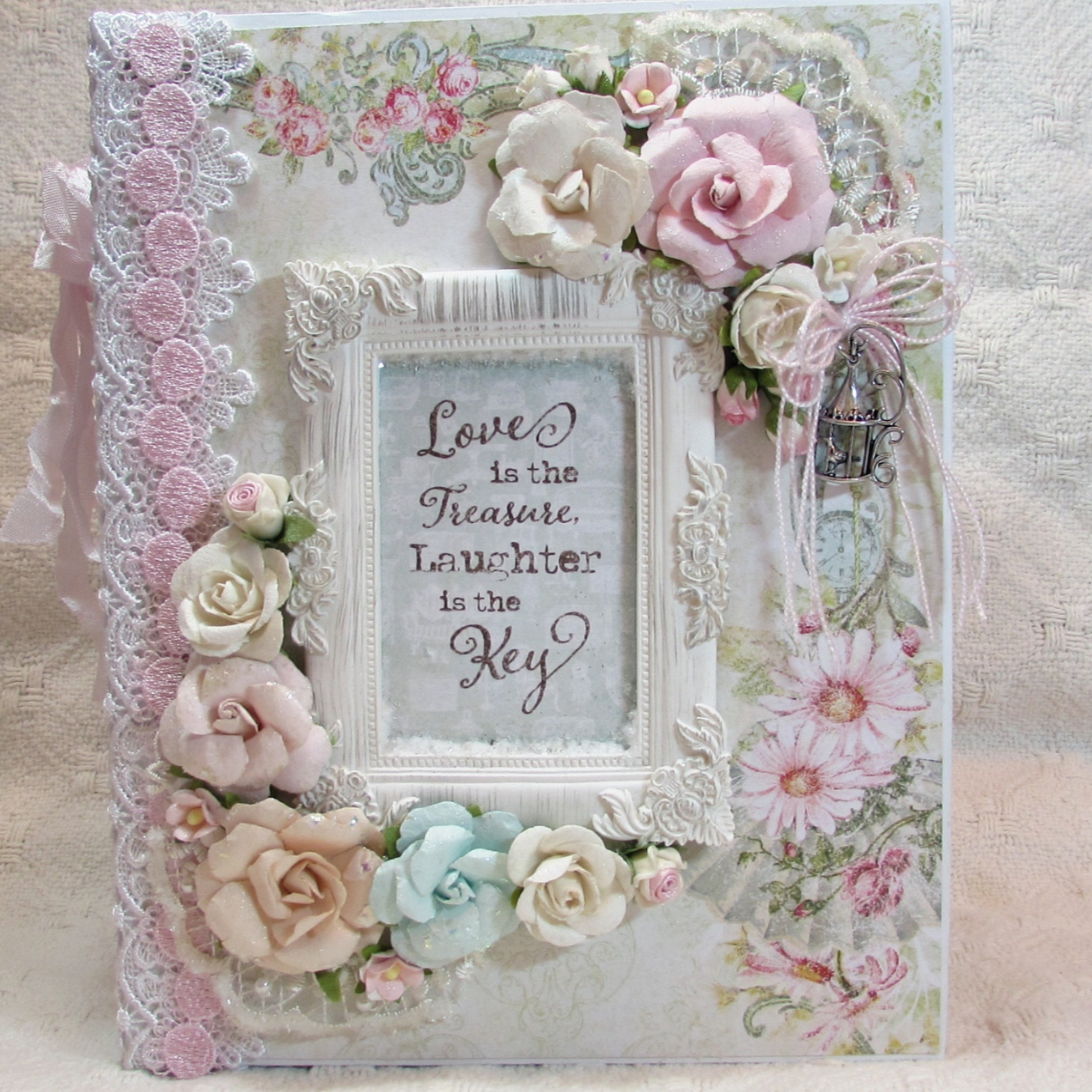 Bows Bling Recipe Journal Vintage Recipe Album Food Book Gift Recipe Book Flowers Cups Mixers