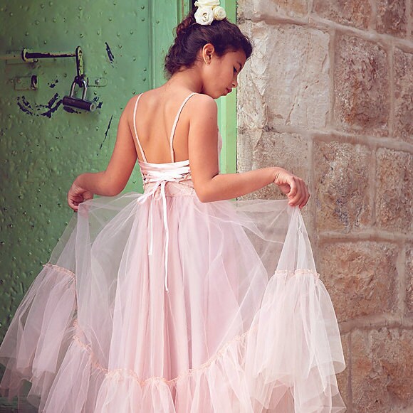 Blush Roze Boho-chique Flower Girl Dress Junior Bruidsmeisje Jurk Boho blush roze rok en top set Kleding Meisjeskleding Jurken boho bloem meisje jurk Boho Wedding 