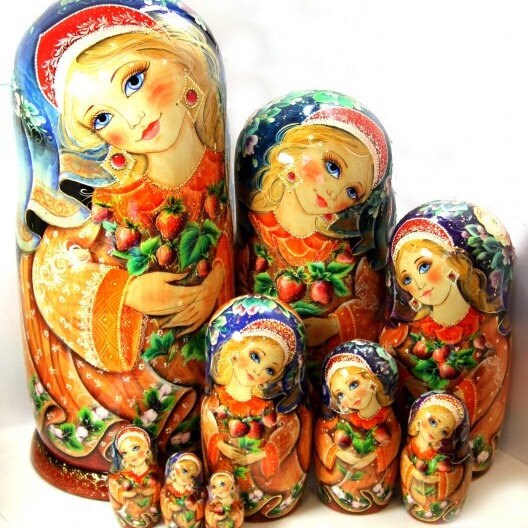Verschiedene russische Matroschka Nesting Doll Mädchen Linde handgemalt Dekor 
