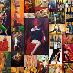 tango dancers legs painting with red shoes Modern art wall decor perfect wedding gift canvas art Tango painting
