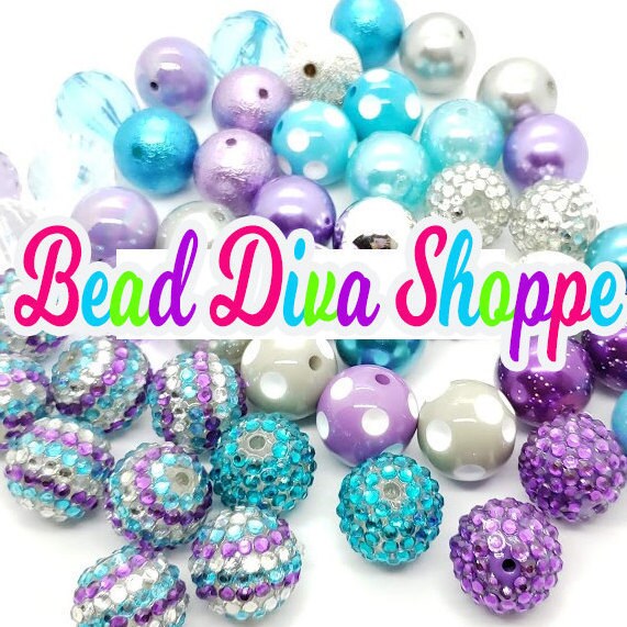 Bubblegum Navy Blue and White Pearl Zig Zag Beads 20mm- Set of 10 Round Acrylic Beads for DIY and Jewelry Making Supplies