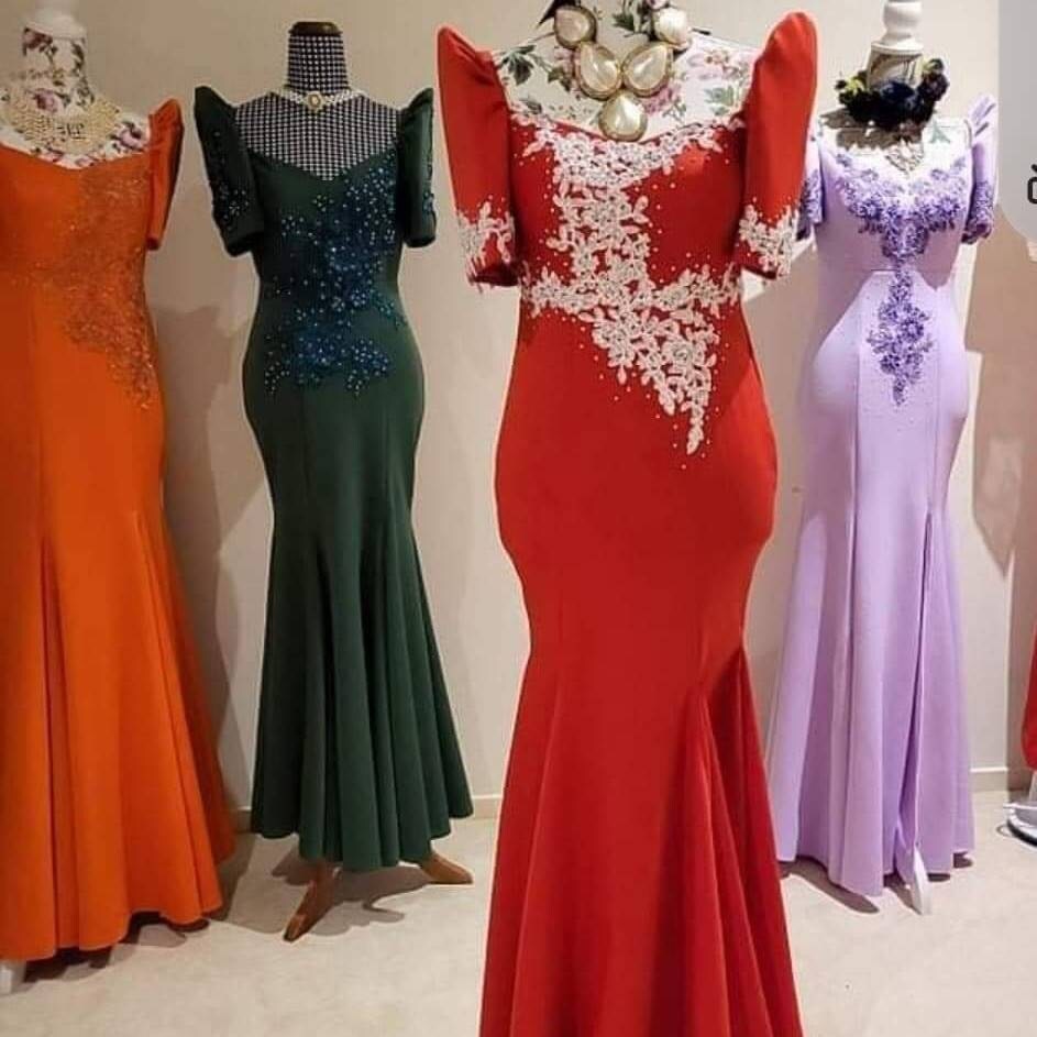 Serpentina top filipiniana gown