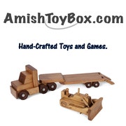 AmishToyBox.com Log Truck Wooden Toy - Amish-Made in Lancaster County,  Pennsylvania - with 6 Removable Logs