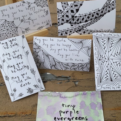 Metta Meditation Cards Pen And Ink Small By Tinypurpleevergreens Metta Meditation Cards Pen And Ink Small By Tinypurpleevergreens