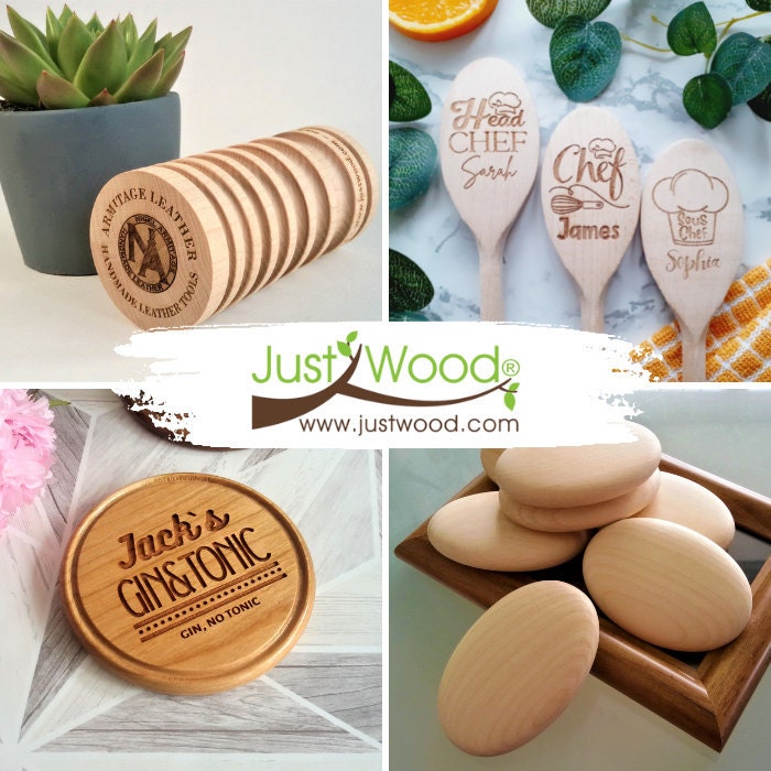 Round Wooden Coasters Set of 4 Wood Coasters Set Kitchen 