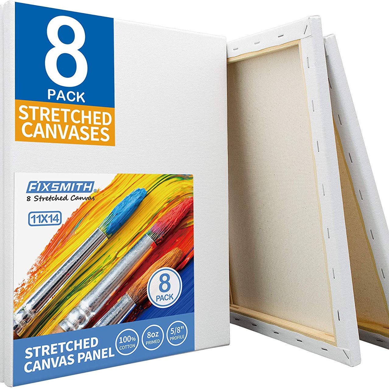 FIXSMITH 21 Pack Stretched Canvases, Multi Pack - 4x4, 5x7, 8x10, 9x12,  11x14, Round Canvas 12x12, 8x8 (3 of Each), 100% Cotton, Primed Canvases  for Acrylic, Oil, Wet or Dry Art Media - Yahoo Shopping