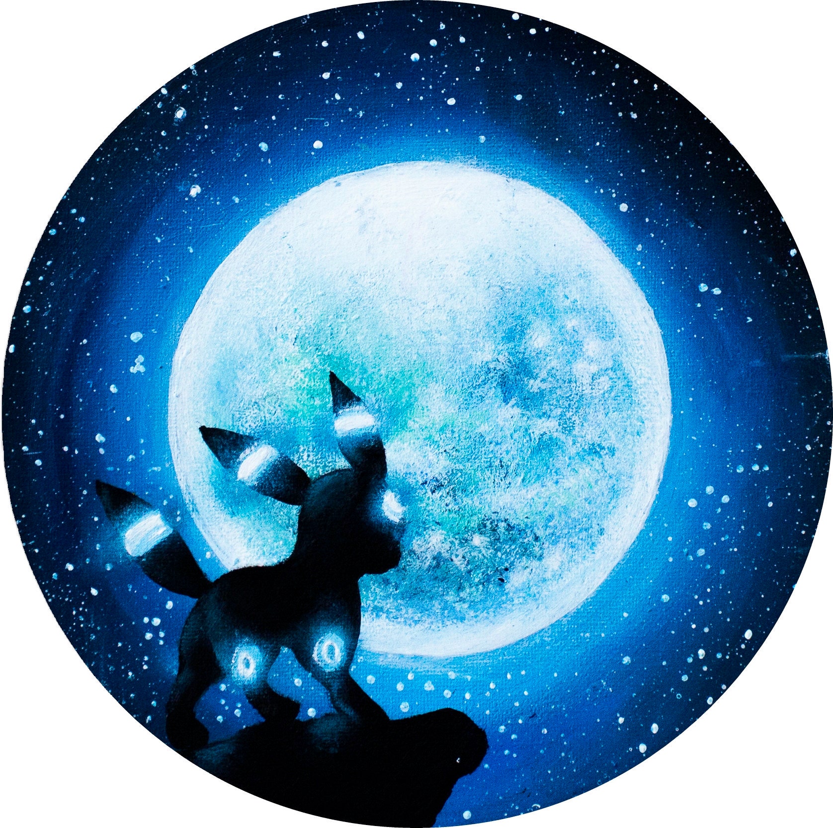 Eevee under the moon Art Print by Magda Swinya - Pixels