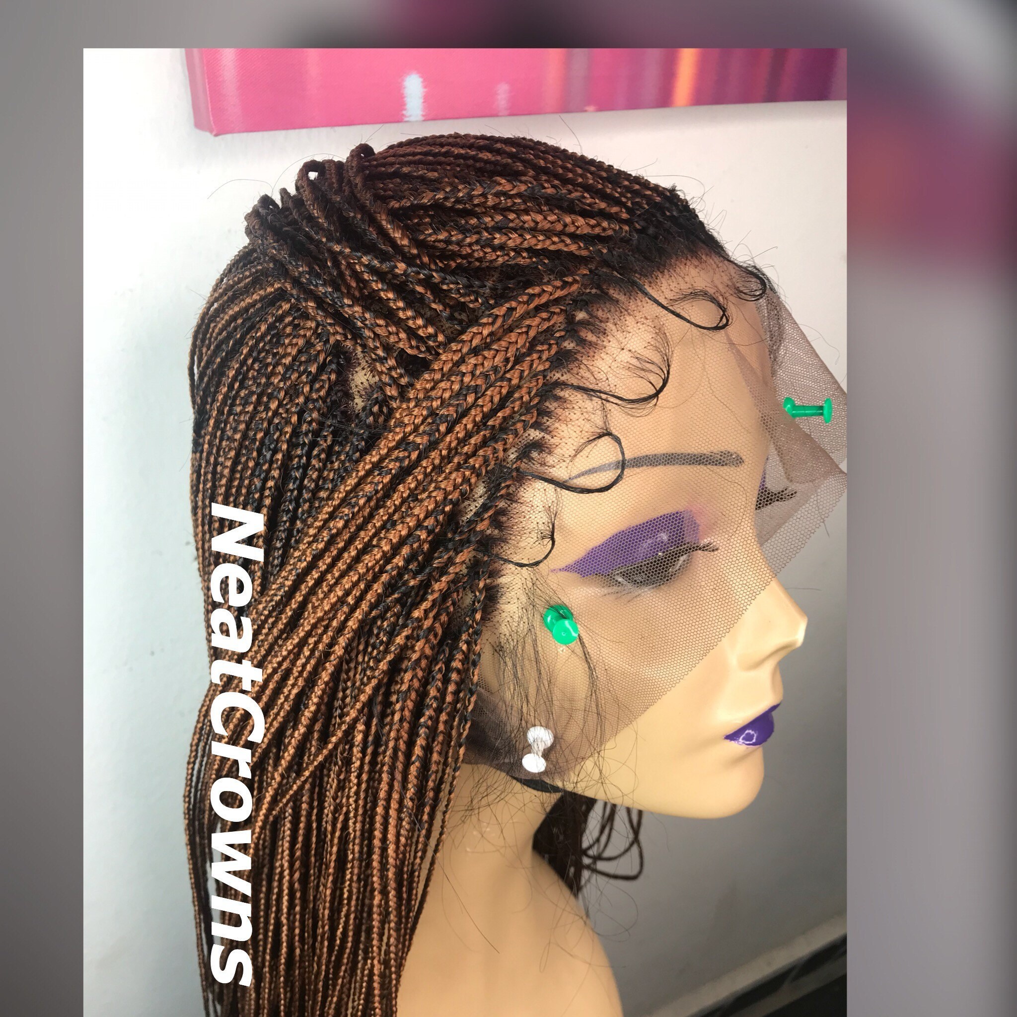 Micro Knotless Braids Box Braid Wig for Black Women Cornrows - Etsy Israel