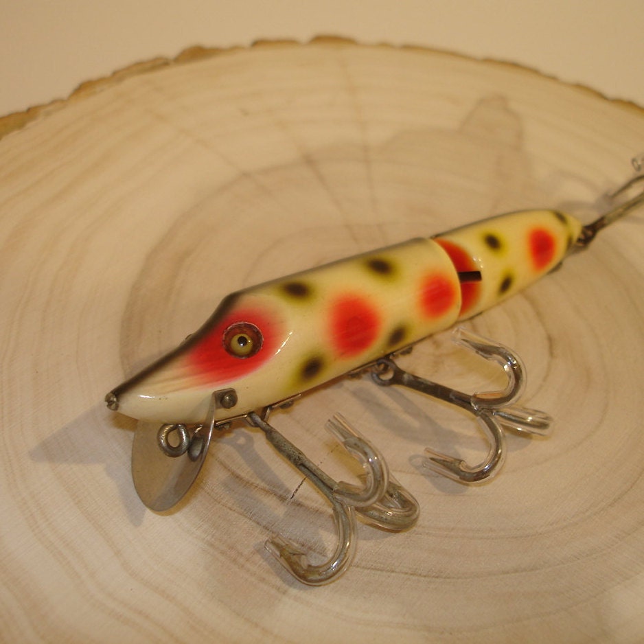 Vintage True Temper Crippled Speed Shad Old Fishing Lure Red Head Damaged